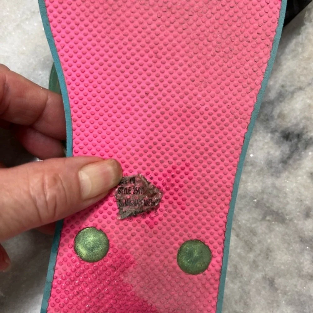 Lilly Pulitzer Turquoise‎ Tropical Vibe Flip Flips Size 7/8